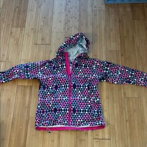 North Face Geometric Pattern Rain Jacket - Pink and Black